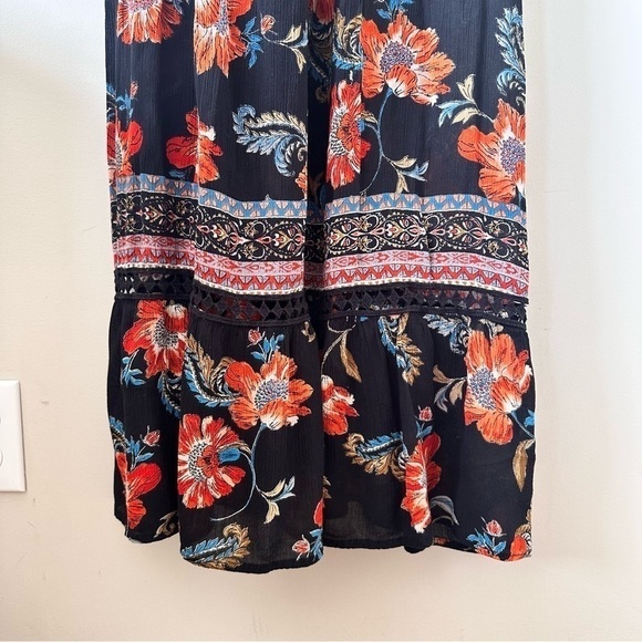 PATRONS Of Peace-Dark Floral Tie Back Maxi Summer Dress (Size:XS) - Picture 9 of 11
